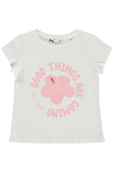 Civil Girls Floral Printed T-Shirt for 2-5 Years Old - Off-White