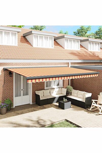 Concept Copertină retractabilă, galben/alb, 4,5x3 m, textil/aluminiu