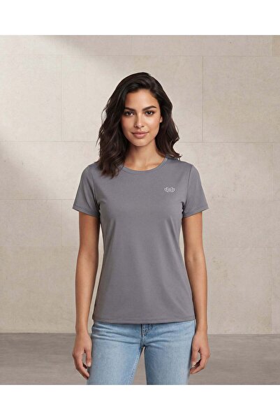 REDTAG Women Grey Plain Active T-Shirt