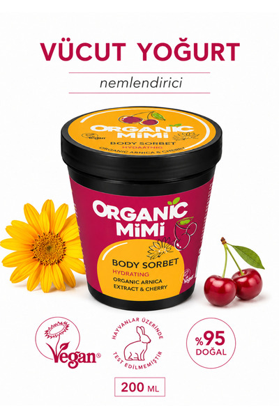 ORGANİC MİMİ Vücut Yoğurt Arnika & Vişne Özü 200 ml | Vücut Krem Nemlendirici...
