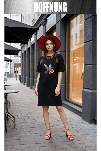 HOFFNUNG Women's Short Sleeve Crew Neck T-Shirt Dress Nightgown
