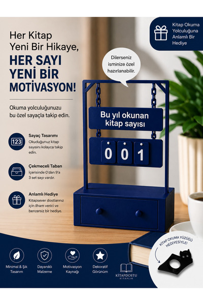 ENC Tasarım Kitap Okuma Sayacı – Dekoratif Okuma Takip Aparatı | Kitaplık & K...
