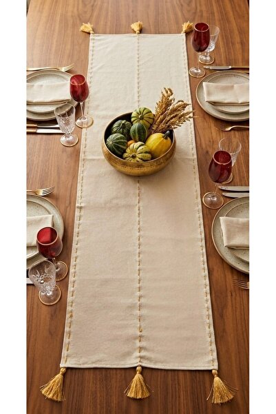 denizli hatırası Runner autentic în stil boem, cu dungi, cu ciucuri, 47x105 cm