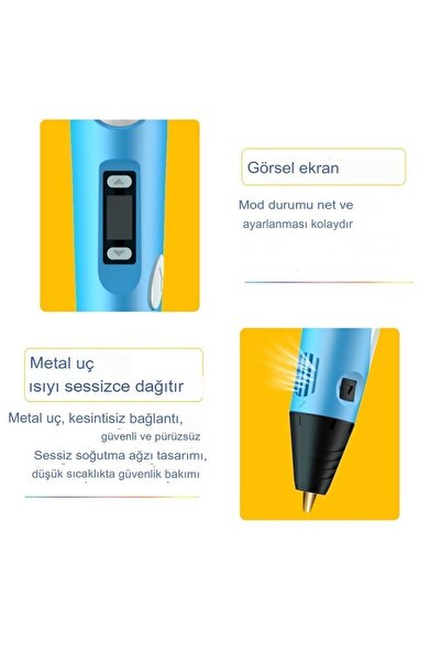 Reidan 60M 3d Pen Üç Boyutlu Yazıcı Kalem Printer Renkli Filament 3D Çizim Kalemi Çizim 3D Yazıcı