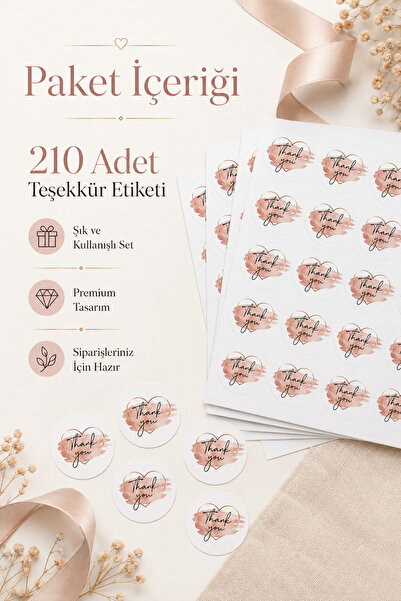 etikettcim Kuşe Sticker Thank You 210 Adet