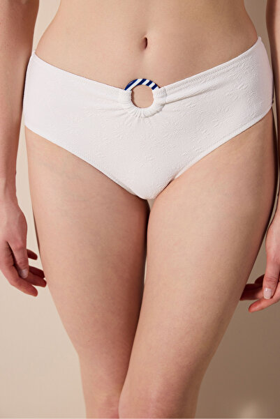 Penti Daisy Rib Hipster strukturierte Bikinihose in Off-White