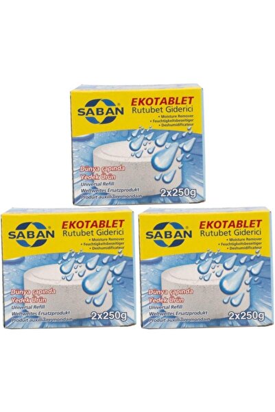 Saban 3 Adet 2x250 gr Nem Alıcı Rutubet Giderici Yedek Tablet Yeşil Elma