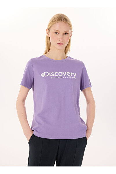 Discovery Expedition D4SL-TST3053 Lila Bisiklet Yaka Kadın T-Shirt