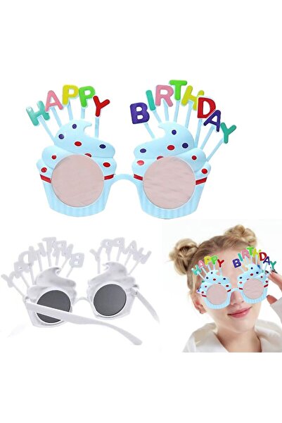 partidolu Happy Birthday Krema Gözlük Mavi Renk Çocuk Yetişkin Uyumlu 1 Adet ...