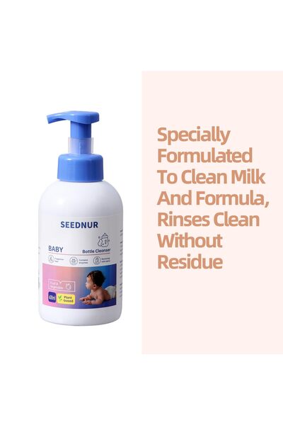 SEEDNUR Baby Bottle and Fruit & Vegetable Cleanser, Fragrance Free, Contains Enzymes, Removing Milk Stains, 600ml Plant Based Baby Bottle Cleanser