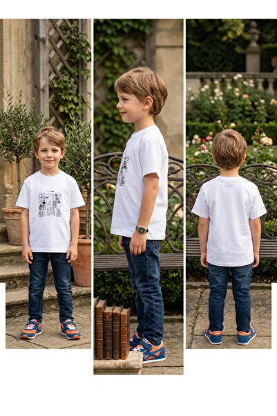 meyastore Boy's T-Shirt with Comic Book Print