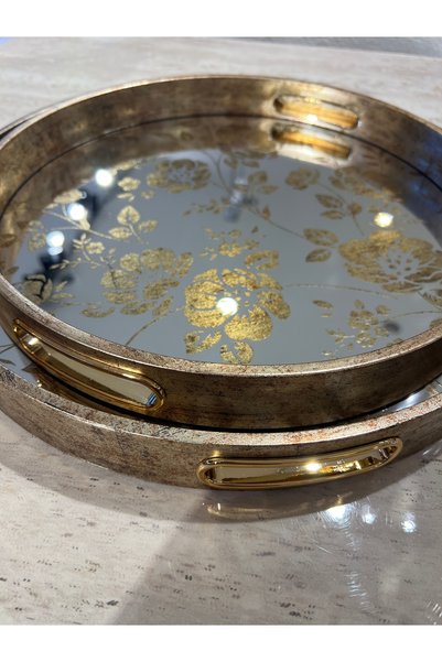 KARCILAR HOME STORE Home Decoration Double Mirrored Tray