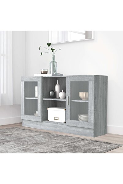 Concept Dulap vitrină, gri sonoma, 120x30,5x70 cm, lemn prelucrat