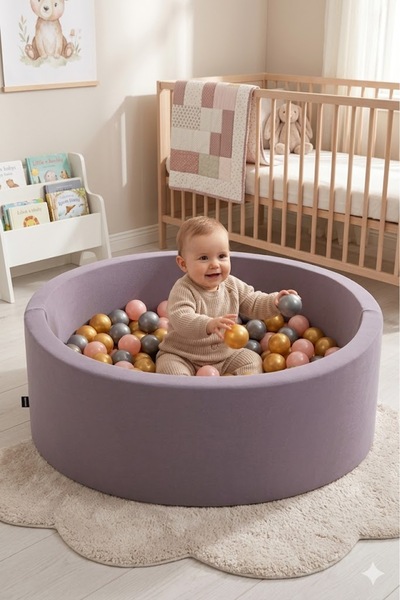 Wellgro Bubble Pops Gri Sünger Top Havuzu Gri Pembe Altın Top