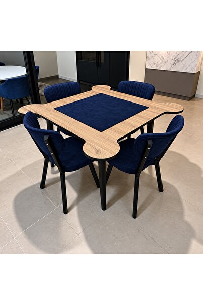 BARANOVA Ahşap Tasarım Kulaklı Oyun Masası - Cafe ve Ev Tipi Okey Masası Seti