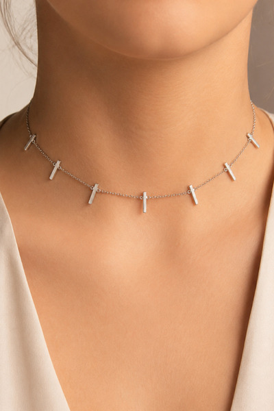 Argentum Concept 925 Ayar Gümüş Çubuklu Tasma Choker Kolye - N117101