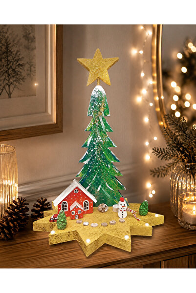 ELSA 🎄 El Yapımı Ahşap Yılbaşı Dekoru – Yıldız Tabanlı Noel Ağacı Tasarımı