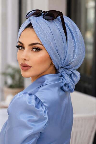 Aişe tesettür Rochie de seară strălucitoare Bebe Blue cu cataramă