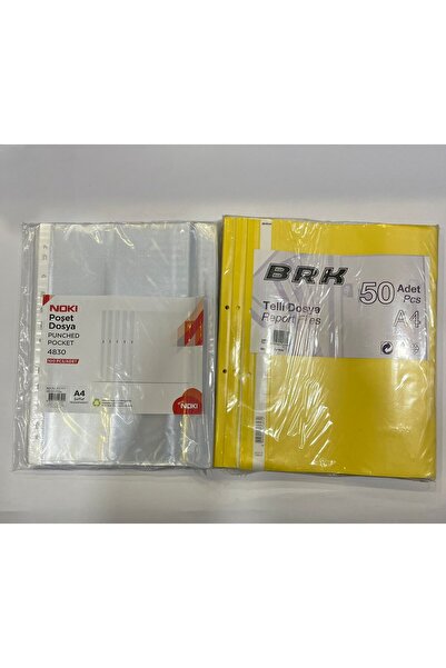 BRK NOKİ PUNCHED POCKET 4830 100 ADET POŞET DOSYA-50 ADET BRK KALİTELİ TELLİ ...