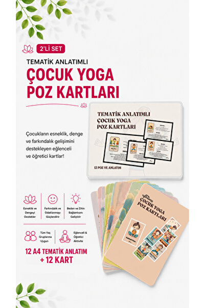 Yogatoon Kids World Tematik Anlatımlı 2'li Çocuk Yoga Seti - 12'li Tematik Po...
