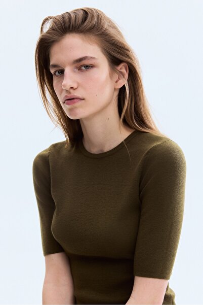 H&M Lastik Örgülü Tişört