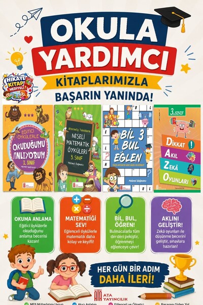 Ata Yayıncılık Ata 3.sınıf Okuduğumu Anlıyorum + Neşeli Matematik Öyküleri + ...