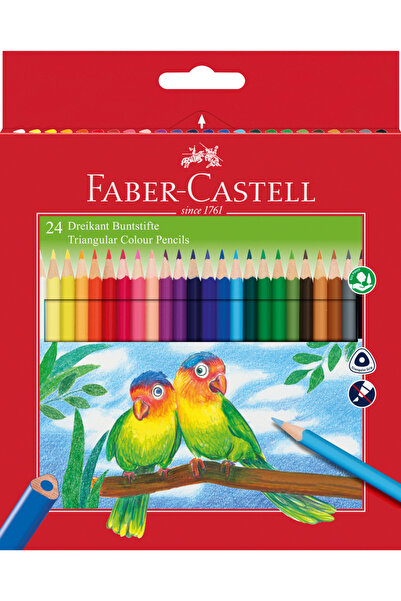 Faber Castell Creioane colorate triunghiulare 24 de culori + Eco Sharpener Fa...