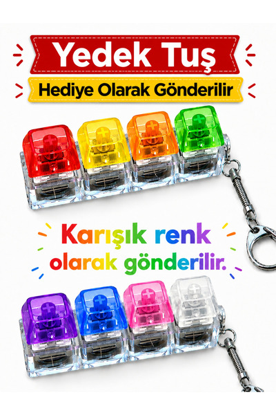 Multicolor 4-Button Illuminated Stress Reliever Keychain Mechanical Audible Key Sense • Fun Use 1 pc.