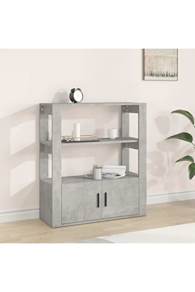 Concept Servantă, gri beton, 80x30x90 cm, lemn prelucrat