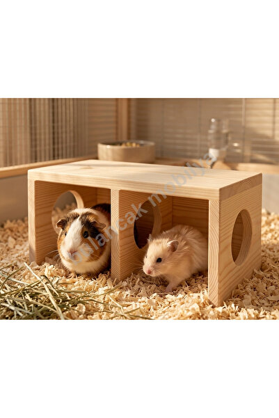 bulancak mobilya Hamster ve Guinea Pig Saklanma Evi - Ladin Ahşap Keten Yağlı...