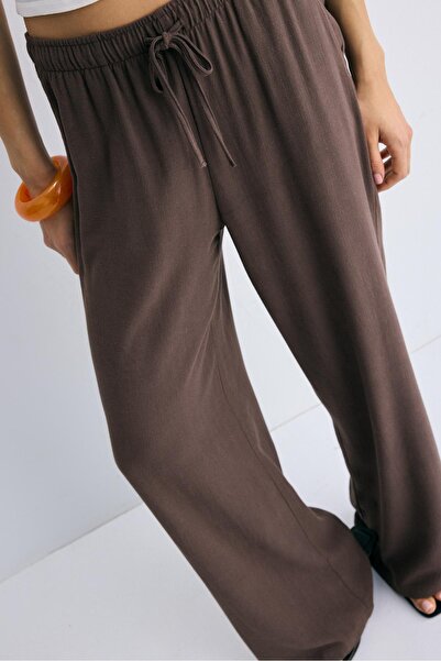 Stradivarius Straight-leg linen-look trousers