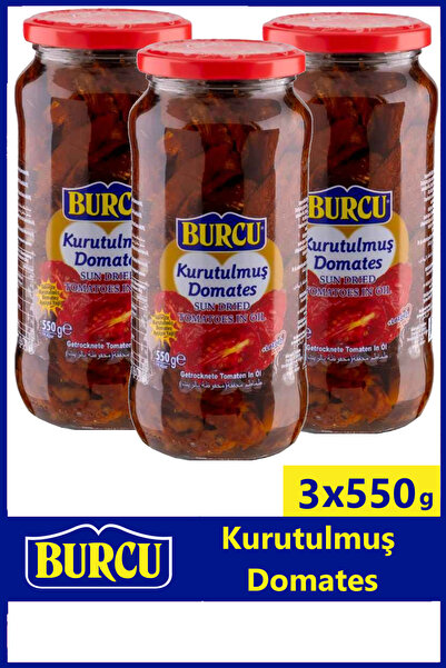 BURCU Güneşte Kurutulmuş Domates Cam Kavanoz 550 gr x 3 Adet