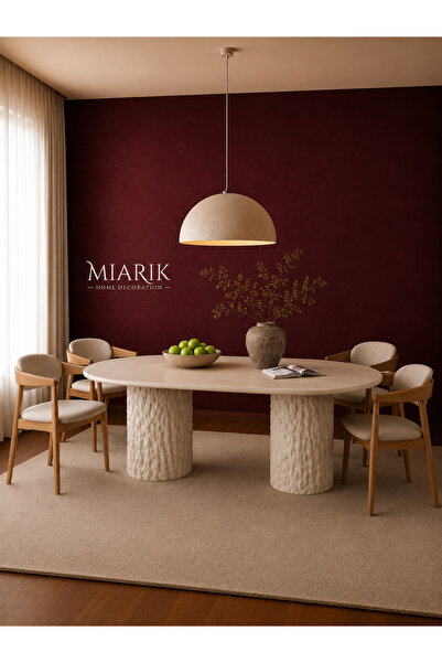 MIARIK DESIGN & DEKORASYON Patlo Traverten Mermer Yemek Masası
