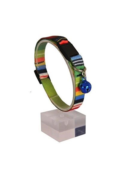 Pet Tag Art Safety Locking Adjustable Multi-Color Diagonal Striped Soft Textu...