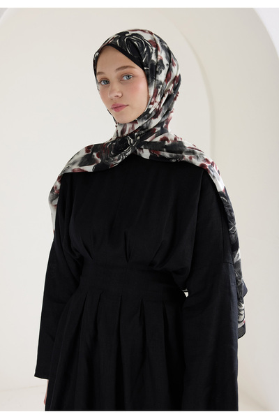 Freshscarfs Dark Rose Floş Viskon Şal Siyah