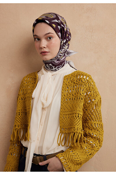 Freshscarfs Βαμβακερό μεταξωτό φουλάρι με σχέδιο δαμάσκηνου Lena