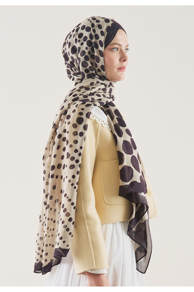 Freshscarfs Șal din ramie cu model buline prune