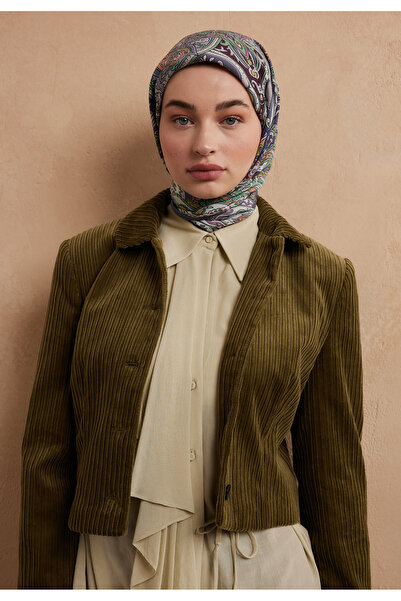 Freshscarfs Eșarfă din bumbac și mătase cu model floral etnic indigo