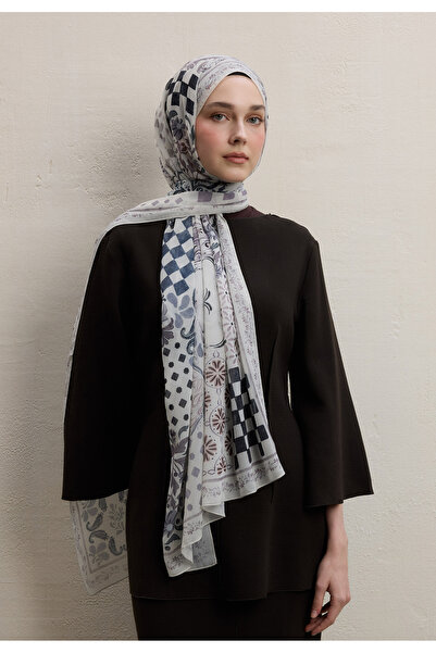 Freshscarfs Bella Desen İpek Krep Şal Taş