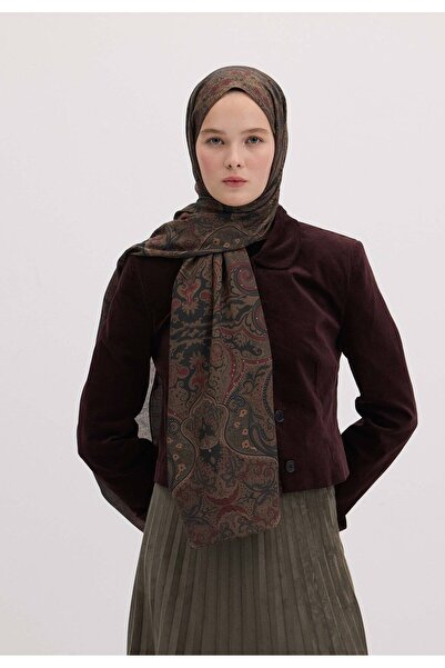 Freshscarfs Etnıc Paısley Desen Şal Koyu Kahve