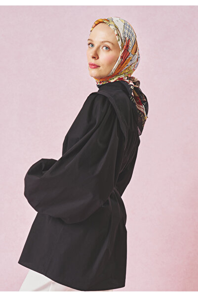 Freshscarfs A Cindrella's Dream Desen Floş Viskon Eşarp Black Swan