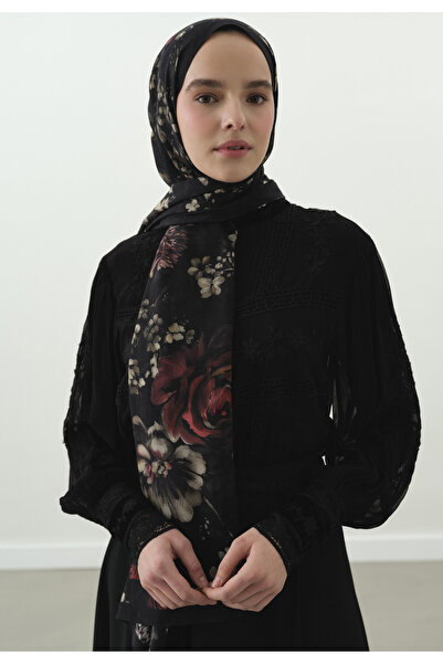 Freshscarfs Șal din bumbac și viscoză cu model Black Midnight Rose