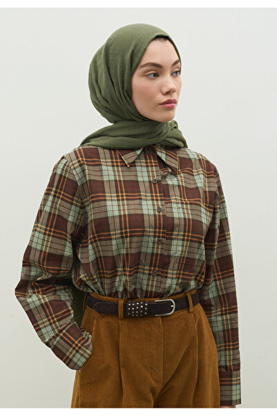 Freshscarfs Haki Kaşmir Dokulu Şal