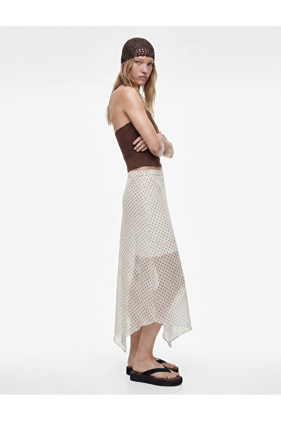 Koton Asymmetrical Cut Polka Dot Tulle Midi Skirt