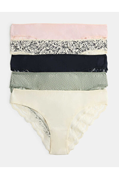 Marks & Spencer 5pp Cot Lace Braz
