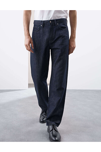 Marks & Spencer Keten Karışımlı Geniş Paça Jean Pantolon