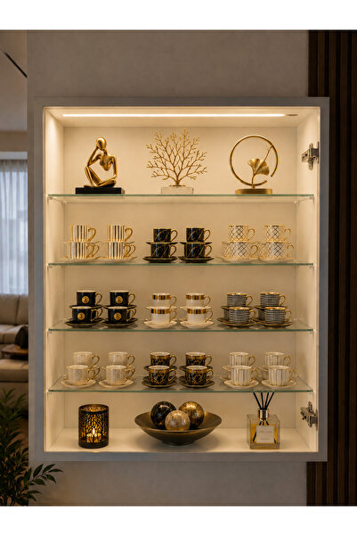 xhomedekor 70X60X15 DUVAR RAFI ELOKSAL GRİ ÇERÇEVELİ BİRİNCİ SINIF MDF DİR