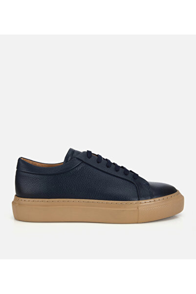 Hotiç Men's Leather Navy Blue Casual Shoes