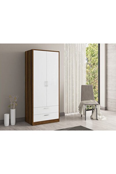Bicabin Lotus 2 Kapaklı 2 Çekmeceli Gardırop -Atlantik Çam/Beyaz