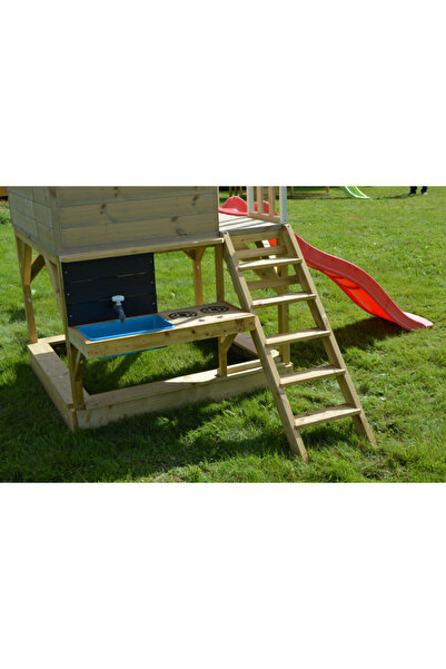 Wendi Toys Casuta de gradina Lime Lodge cu tobogan, leagan, bucatarie,